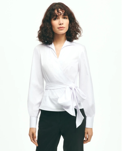 Stretch Cotton Blend Wrap Top, image 1