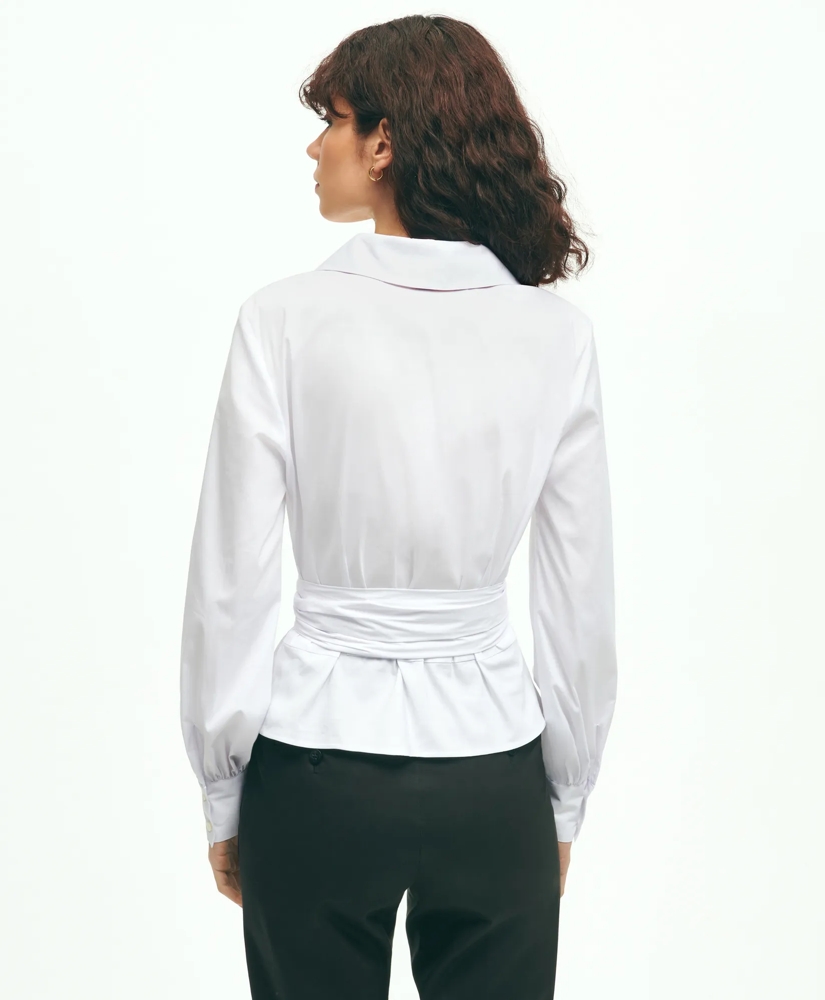Stretch Cotton Blend Wrap Top, image 3