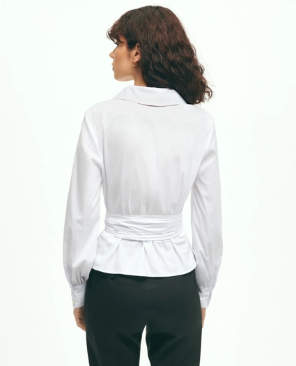 Stretch Cotton Blend Wrap Top, image 3