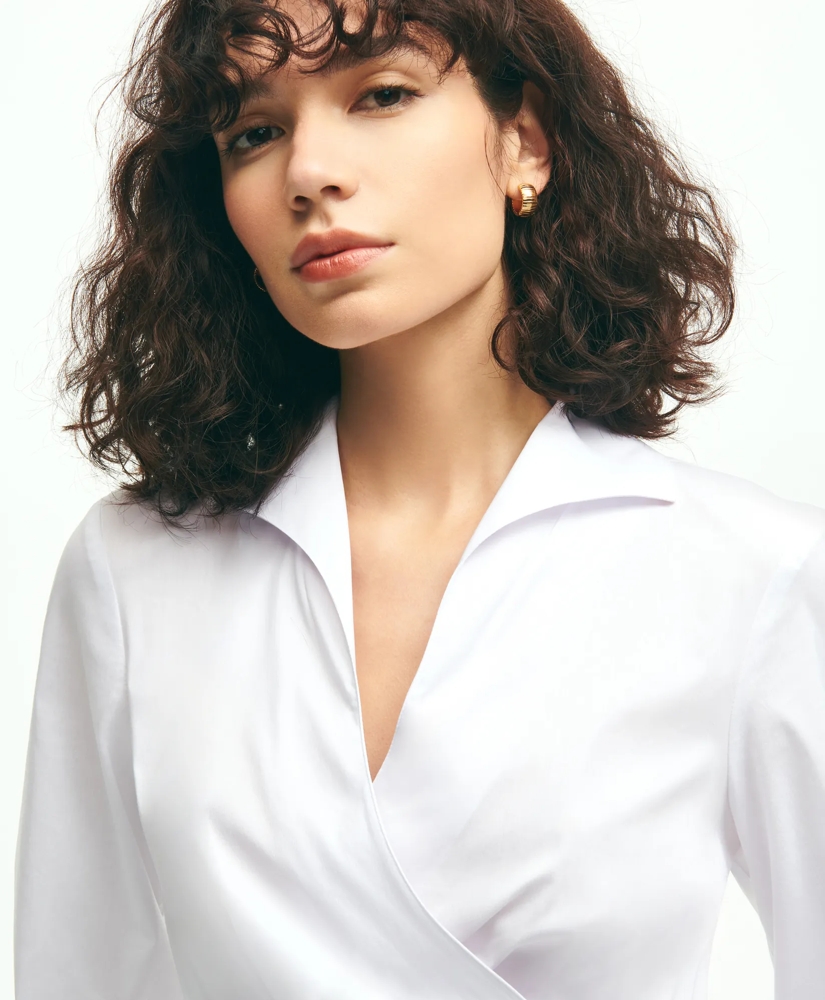Stretch Cotton Blend Wrap Top, image 4