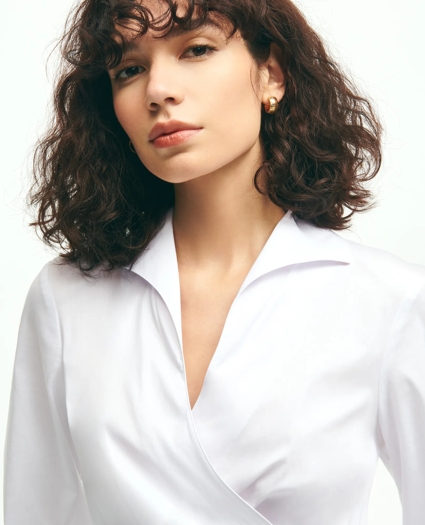 Stretch Cotton Blend Wrap Top, image 4