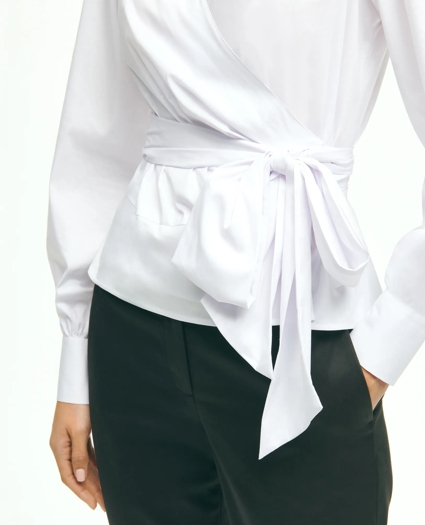 Stretch Cotton Blend Wrap Top, image 5