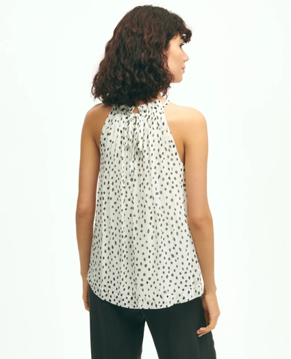 Chiffon Dot Print Pleated Halter Top, image 2