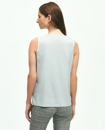 Stretch Silk Sleeveless Contrast Blouse, image 2