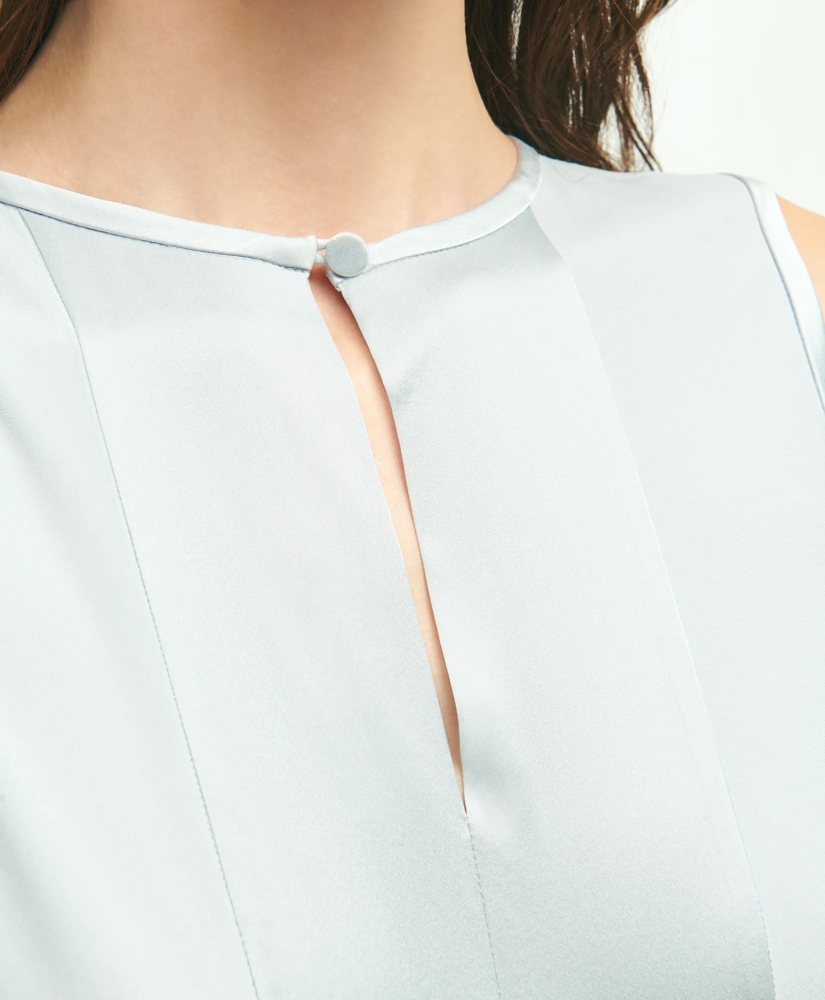 Stretch Silk Sleeveless Contrast Blouse, image 3