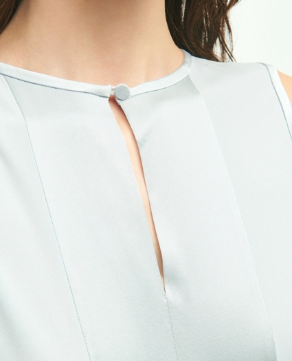 Stretch Silk Sleeveless Contrast Blouse, image 3