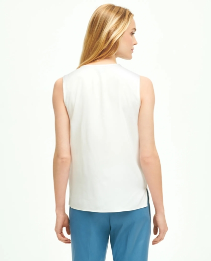 Stretch Silk Sleeveless Contrast Blouse, image 2