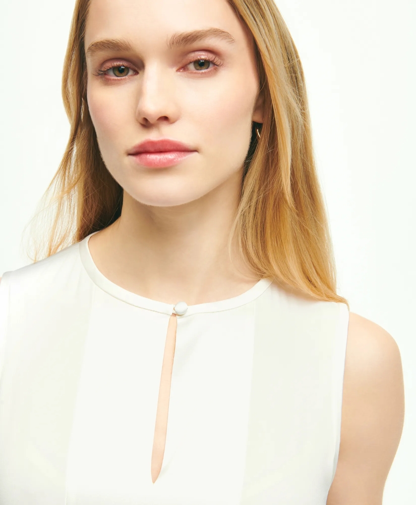 Stretch Silk Sleeveless Contrast Blouse, image 3
