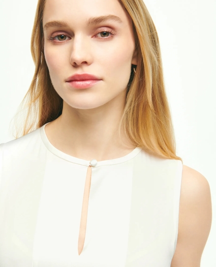 Stretch Silk Sleeveless Contrast Blouse, image 3