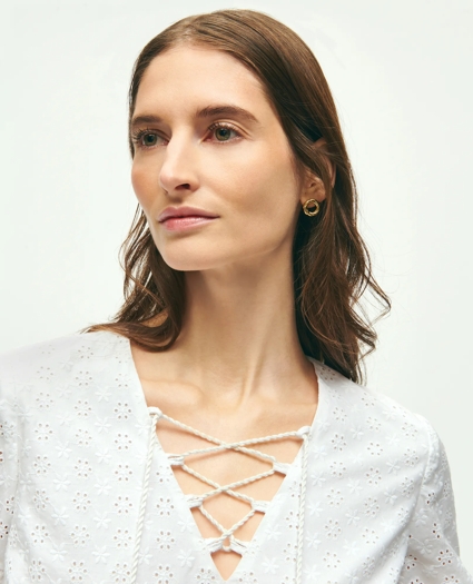 Eyelet Tie Neck Blouse, image 3