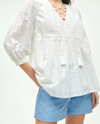Eyelet Tie Neck Blouse, image 5