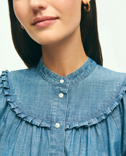 Long Sleeve Chambray Blouse, image 3