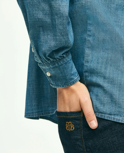 Long Sleeve Chambray Blouse, image 5