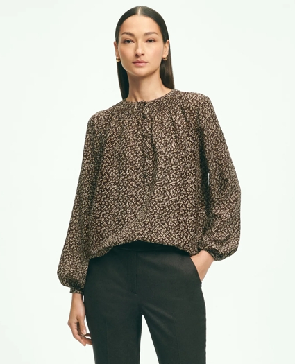 Ditsy Print Peasant Blouse, image 1