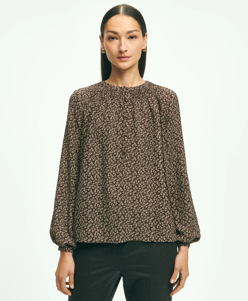 Ditsy Print Peasant Blouse, image 3