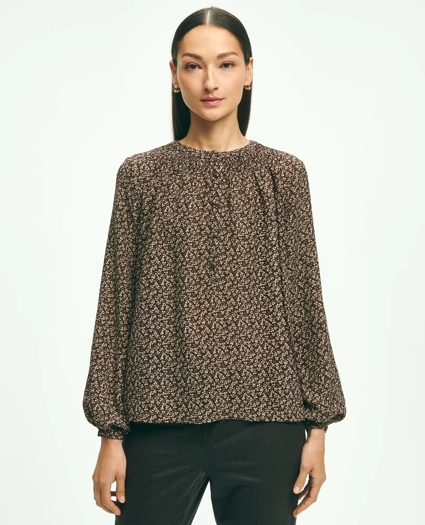 Ditsy Print Peasant Blouse, image 3