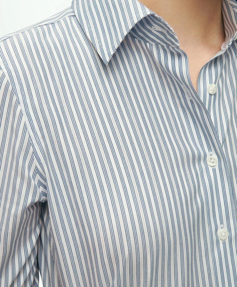 Fitted Non-Iron Cotton Lurex® Striped Dress Shirt, image 4