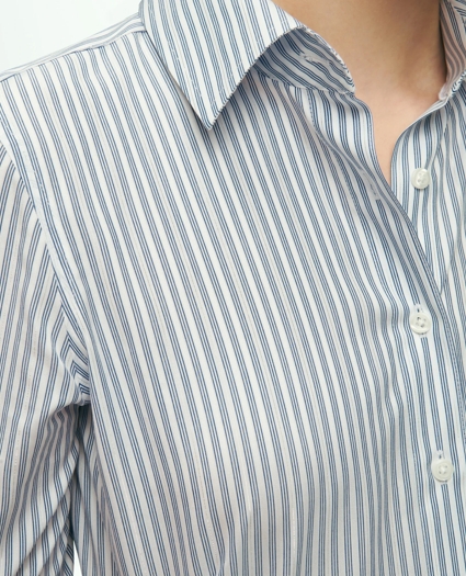 Fitted Non-Iron Cotton Lurex® Striped Dress Shirt, image 4