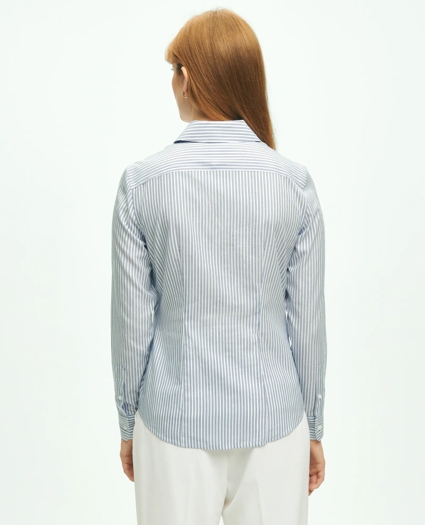 Fitted Non-Iron Cotton Lurex® Striped Dress Shirt, image 5