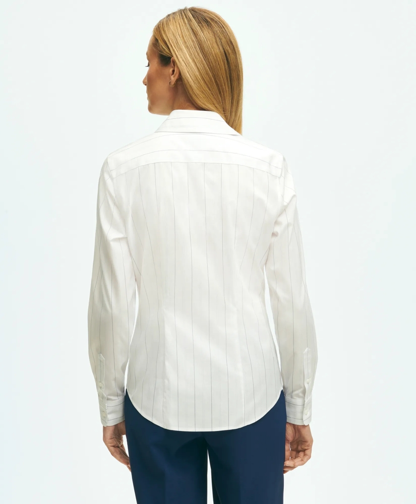 Fitted Non-Iron Stretch Supima® Cotton Striped Dress Shirt, image 3