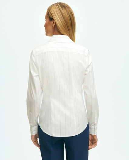 Fitted Non-Iron Stretch Supima® Cotton Striped Dress Shirt, image 3