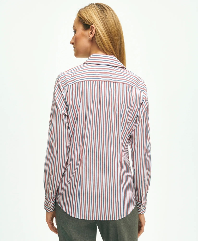 Fitted Non-Iron Stretch Supima® Cotton Striped Dress Shirt, image 3