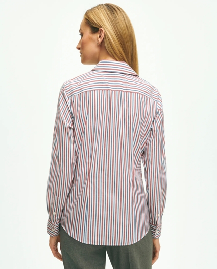Fitted Non-Iron Stretch Supima® Cotton Striped Dress Shirt, image 3
