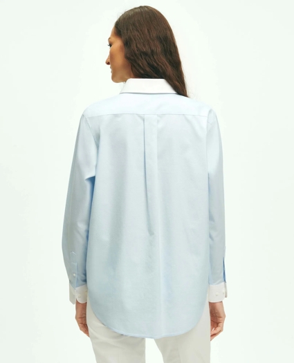Relaxed Fit Non-Iron Stretch Supima® Cotton Shirt with White Collar & Cuffs, image 3