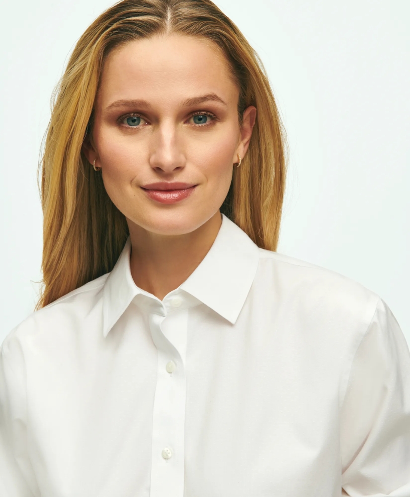 Relaxed Fit Non-Iron Stretch Supima&reg; Cotton Shirt with White Collar & Cuffs, image 4