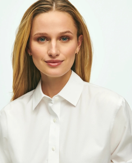 Relaxed Fit Non-Iron Stretch Supima&reg; Cotton Shirt with White Collar & Cuffs, image 4