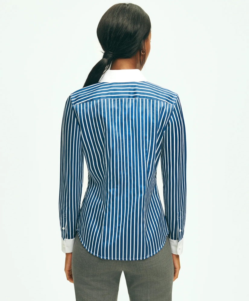 Fitted Stretch Cotton Sateen Dress Shirt with Contrast Collar & Cuffs, image 3