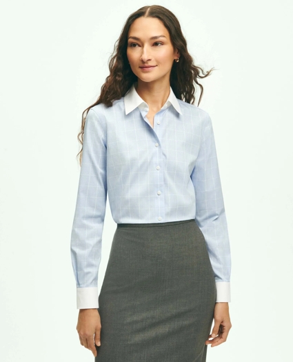 Fitted Non-Iron Stretch Supima® Cotton Dress Shirt with Contrast Collar & Cuffs, image 1