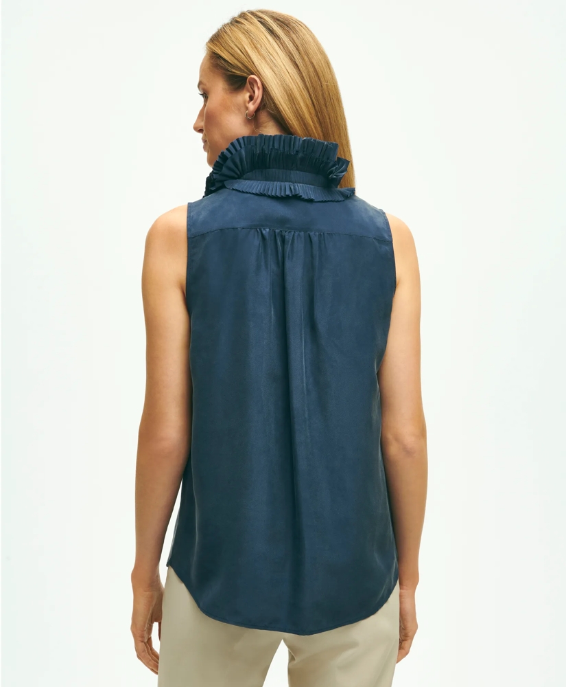 Silk Ruffle Collar Sleeveless Blouse, image 3