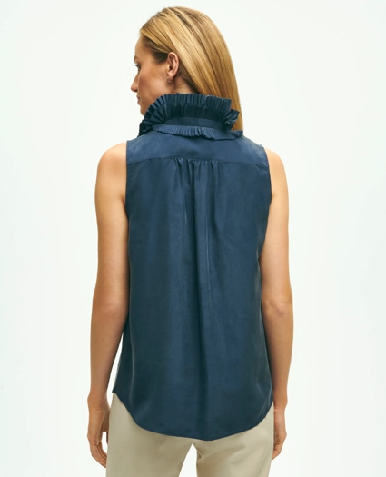 Silk Ruffle Collar Sleeveless Blouse, image 3