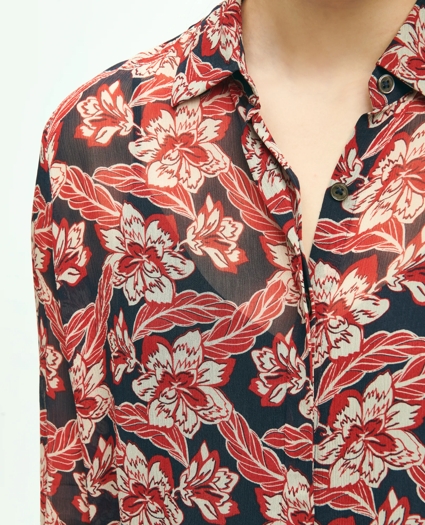 Crinkle Chiffon Tropical Floral Print Blouse, image 3
