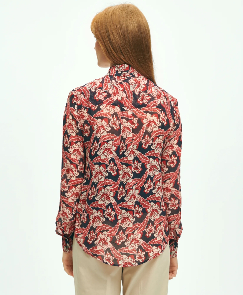 Crinkle Chiffon Tropical Floral Print Blouse, image 4