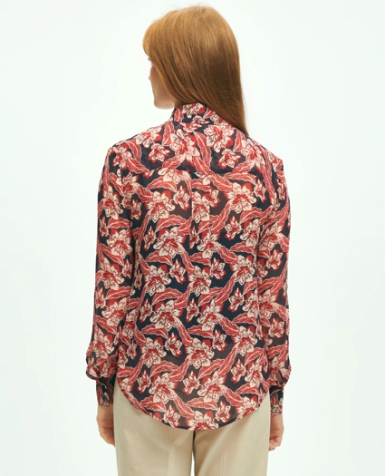 Crinkle Chiffon Tropical Floral Print Blouse, image 4