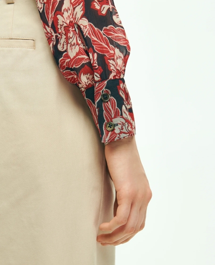 Crinkle Chiffon Tropical Floral Print Blouse, image 5