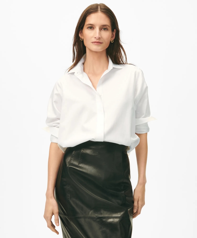 Fitted Stretch Supima® Cotton Non-Iron Shirt with French Cuffs, image 3
