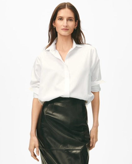 Fitted Stretch Supima® Cotton Non-Iron Shirt with French Cuffs, image 3