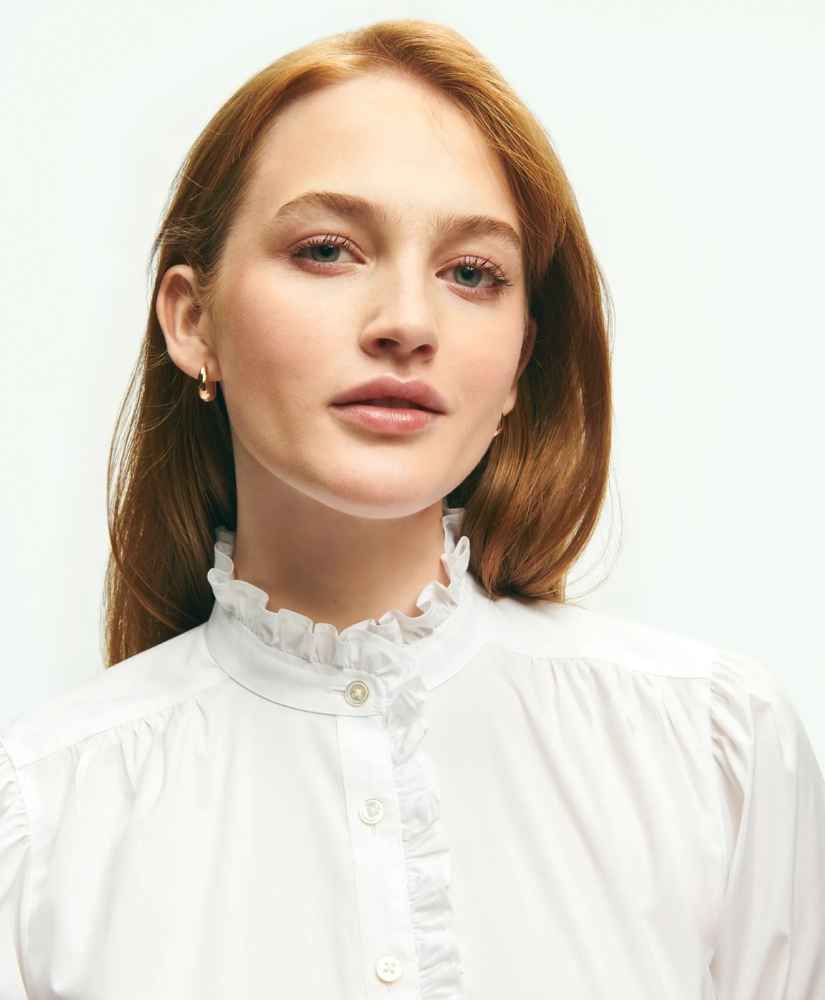 Stretch Supima® Cotton Non-Iron Ruffle Collar Shirt, image 2