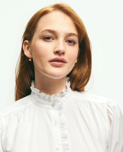 Stretch Supima® Cotton Non-Iron Ruffle Collar Shirt, image 2
