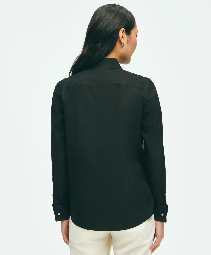 Black Fleece Pleated Tuxedo Shirt in Sea Island Cotton, image 4