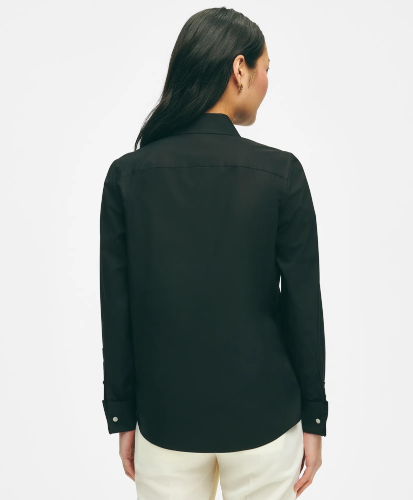 Black Fleece Pleated Tuxedo Shirt in Sea Island Cotton, image 4