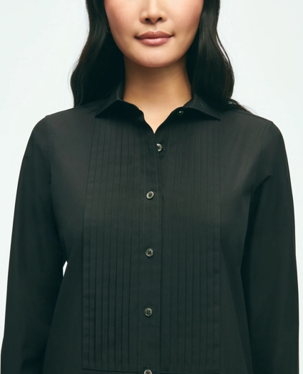 Black Fleece Pleated Tuxedo Shirt in Sea Island Cotton, image 5