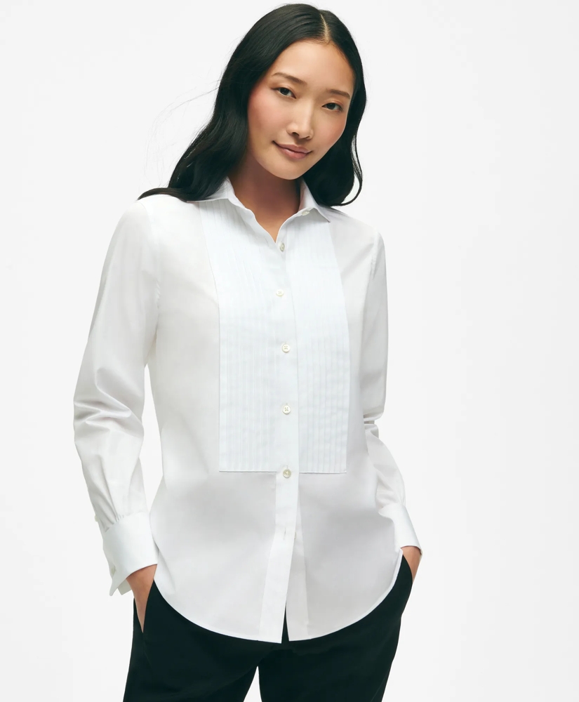 Black Fleece Pleated Tuxedo Shirt in Sea Island Cotton, image 1