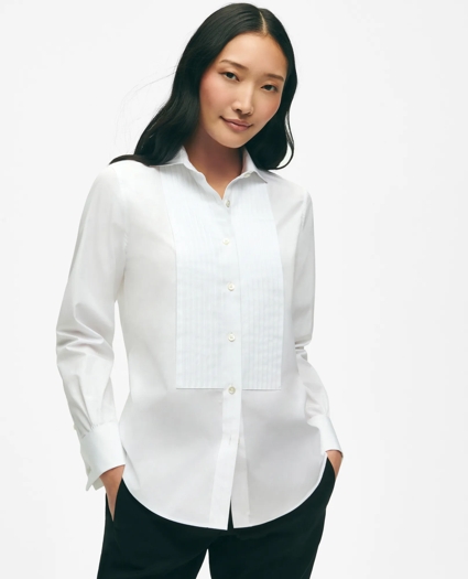 Black Fleece Pleated Tuxedo Shirt in Sea Island Cotton, image 1