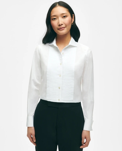 Black Fleece Pleated Tuxedo Shirt in Sea Island Cotton, image 2