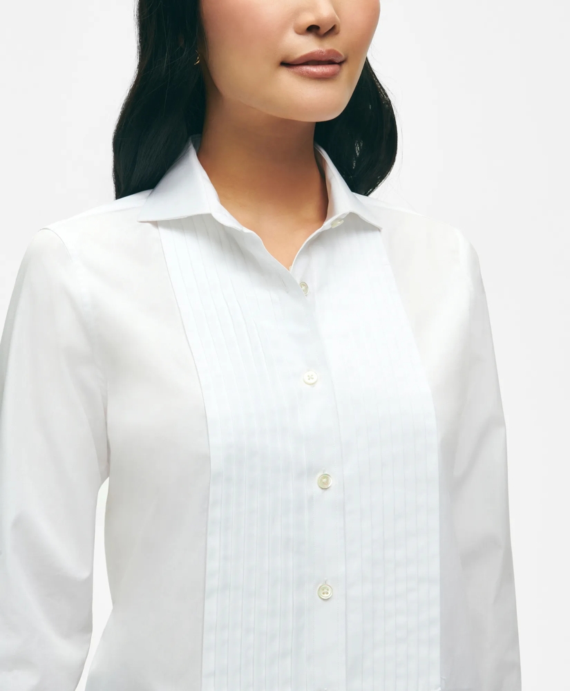 Black Fleece Pleated Tuxedo Shirt in Sea Island Cotton, image 5