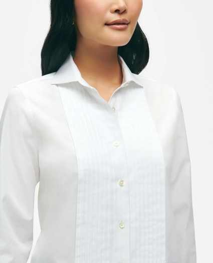 Black Fleece Pleated Tuxedo Shirt in Sea Island Cotton, image 5